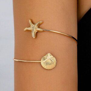 NWT, Gold Shell and Starfish Decor Arm Band Arm Cuff